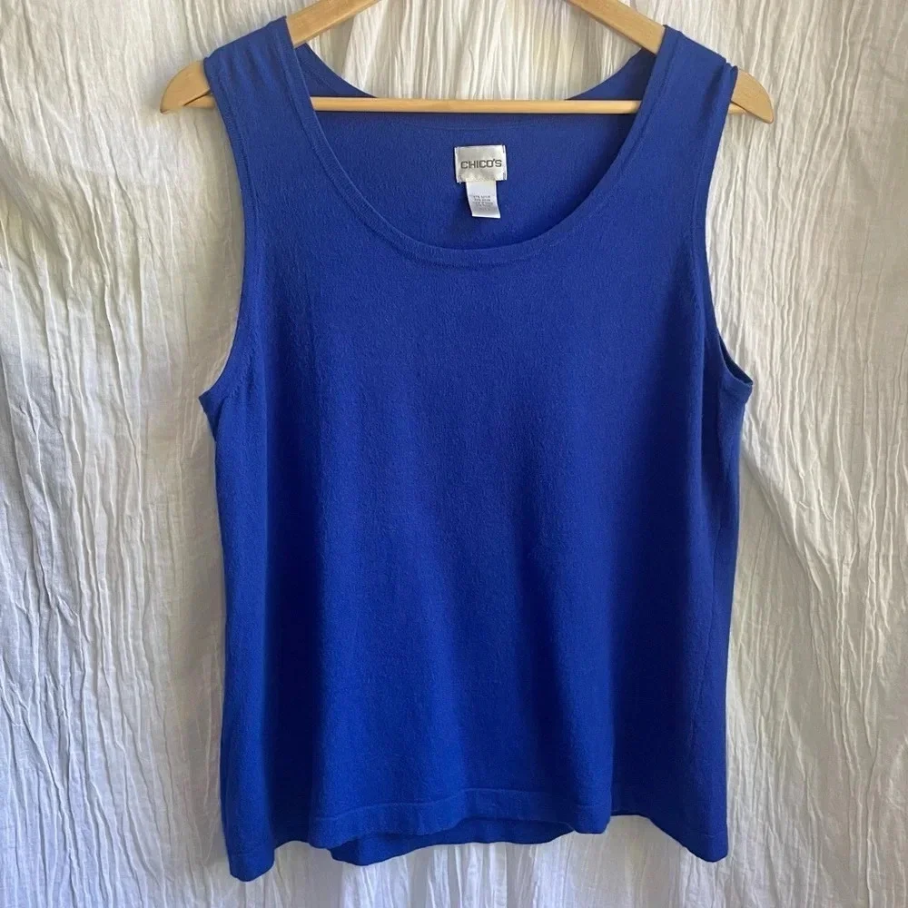80%OFF❣️Chico’s Blue Knit Tank Top, 3 - Picture 3 of 10